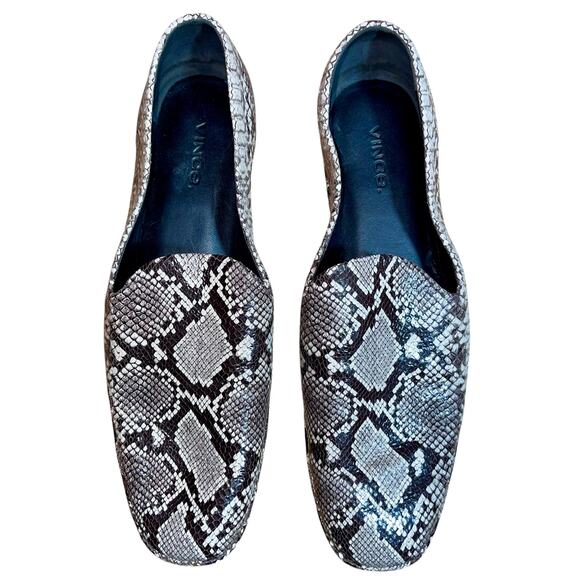Vince Snakeskin Loafer Flats Paz Leather Slip On Venecian - Picture 2 of 8